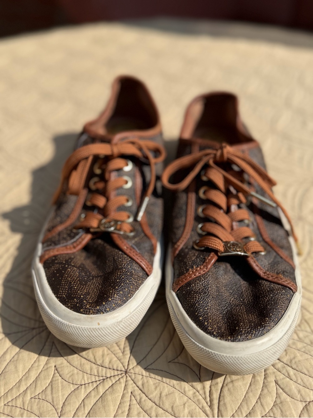 Michael Kors Boerum MK Logo Monogram Sneakers Brown Size 9.5